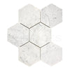 Carrara White Italian Premium Hexagon 5X5 Mosaic Marble Tile Polished - Honed - SurfacesGalorePolished