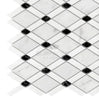 Carrara White Italian Premium Lattice (Thassos+Carrara White+Black) Mosaic Marble Tile Polished - Honed - SurfacesGalorePolished