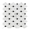 Carrara White Italian Premium Lattice (Thassos+Carrara White+Black) Mosaic Marble Tile Polished-Honed