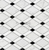 Carrara White Italian Premium Lattice (Thassos+Carrara White+Black) Mosaic Marble Tile Polished - Honed - SurfacesGalorePolished