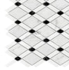 Carrara White Italian Premium Lattice (Thassos+Carrara White+Black) Mosaic Marble Tile Polished-Honed