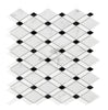 Carrara White Italian Premium Lattice (Thassos+Carrara White+Black) Mosaic Marble Tile Polished - Honed - SurfacesGalorePolished