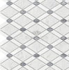 Carrara White Italian Premium Lattice (Thassos+Carrara White+Blue - Gray) Mosaic Marble Tile Polished - Honed - SurfacesGalorePolished