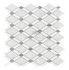 Carrara White Italian Premium Lattice (Thassos+Carrara White+Blue-Gray) Mosaic Marble Tile Polished-Honed