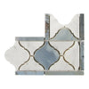 Carrara White Italian Premium Luxury (Lantern) Border CORNER (w/ Blue-Gray) Polished-Honed