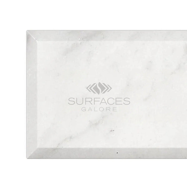 Carrara White Italian Premium Marble 3X6 Deep - Beveled Polished - Honed - SurfacesGalorePolished