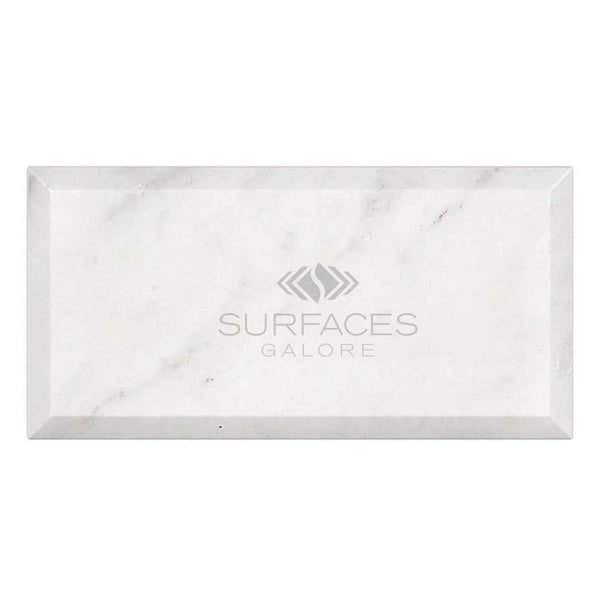 Carrara White Italian Premium Marble 3X6 Deep - Beveled Polished - Honed - SurfacesGalorePolished