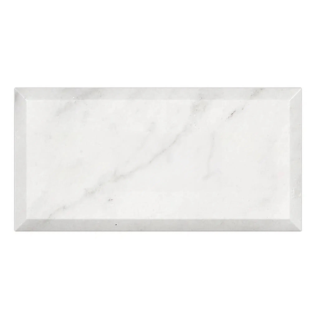 Carrara White Italian Premium Marble 3X6 Deep-Beveled Polished-Honed