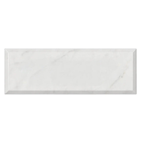 Carrara White Italian Premium Marble 4X12 Deep-Beveled Polished-Honed