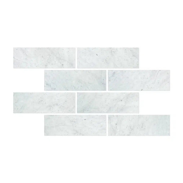 Carrara White Italian Premium Marble 4X12 Polished - Honed - SurfacesGalorePolished