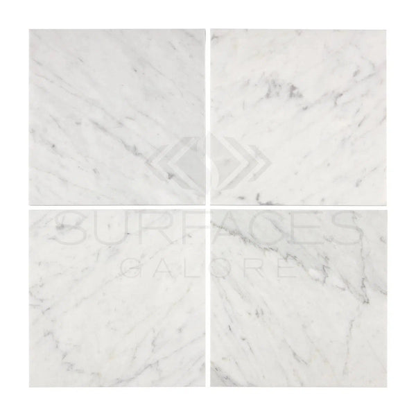 Carrara White Italian Premium Marble 4X4 Polished - Honed - SurfacesGalorePolished