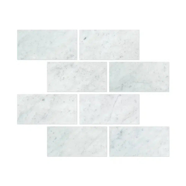 Carrara White Italian Premium Marble 6X12 Polished - Honed - SurfacesGalorePolished