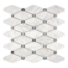 Carrara White Italian Premium Octave (Long Octagon)(Blue-Gray) Mosaic Marble Tile Polished-Honed