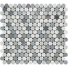 Carrara White Italian Premium Penny-Round (Carrara+Thassos+Blue) Mosaic Marble Tile Polished-Honed