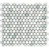 Carrara White Italian Premium Penny - Round (Carrara+Thassos+Ming Green) Mosaic Marble Tile Polished - Honed - SurfacesGalorePolished