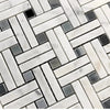 Carrara White Italian Premium Stanza (w/Black/Blue-Gray) Mosaic Marble Tile Polished-Honed