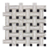 Carrara White Italian Premium Triple - Weave (w/Black) Mosaic Marble Tile Polished - Honed - SurfacesGalorePolished