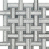 Carrara White Italian Premium Triple - Weave (w/Blue - Gray) Mosaic Marble Tile Polished - Honed - SurfacesGalorePolished