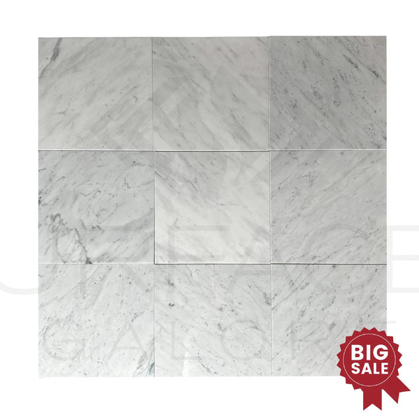 Carrara White Madley 12X12 Polished Marble Tile 300 Sq.Ft. - Discounted, Marble/Travertine Clearance Sale - SurfacesGalore