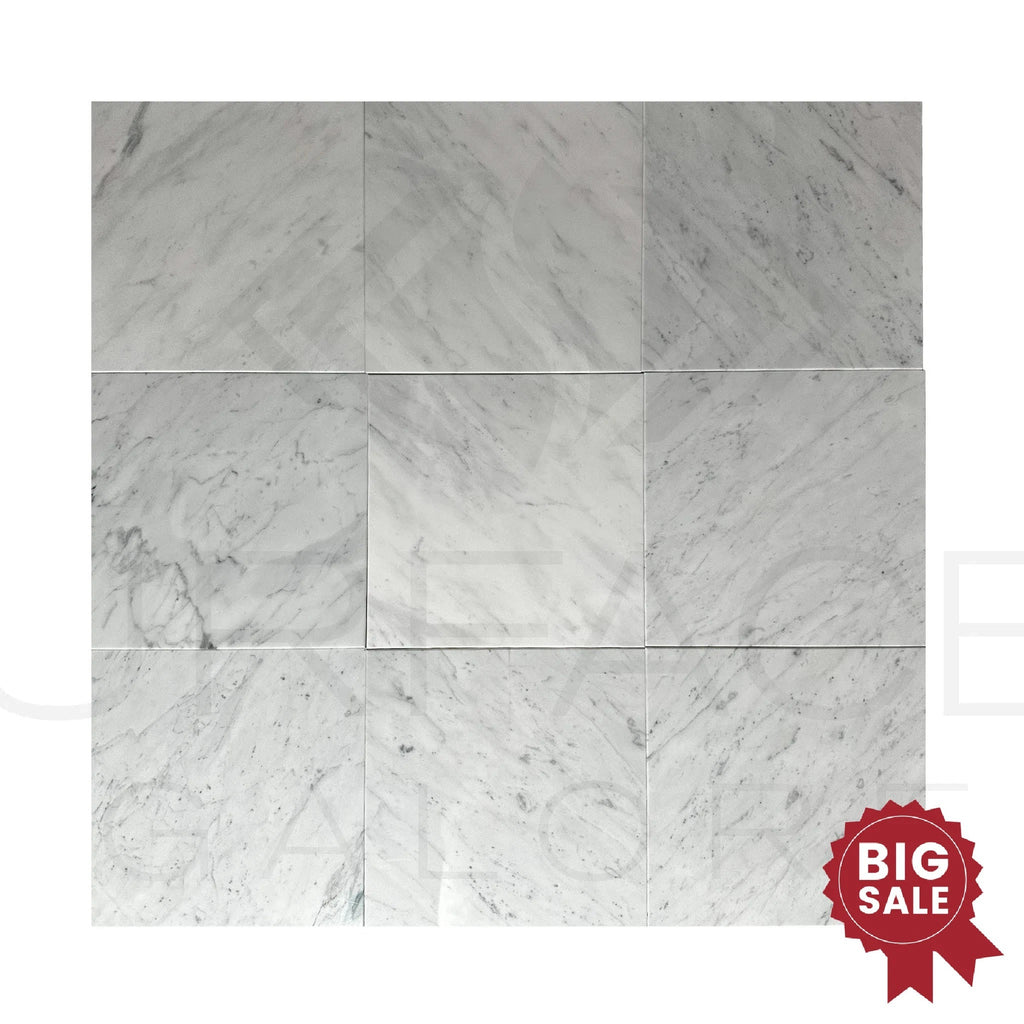 Carrara White Madley 12X12 Polished Marble Tile 300 Sq.Ft. - Discounted, Marble/Travertine Clearance Sale - SurfacesGalore