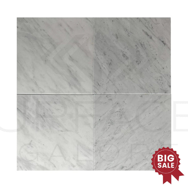 Carrara White Madley 12X12 Polished Marble Tile 300 Sq.Ft. - Discounted, Marble/Travertine Clearance Sale - SurfacesGalore