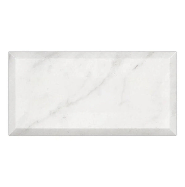 Carrara White Marble 3X6 Deep-Beveled Polished-Honed