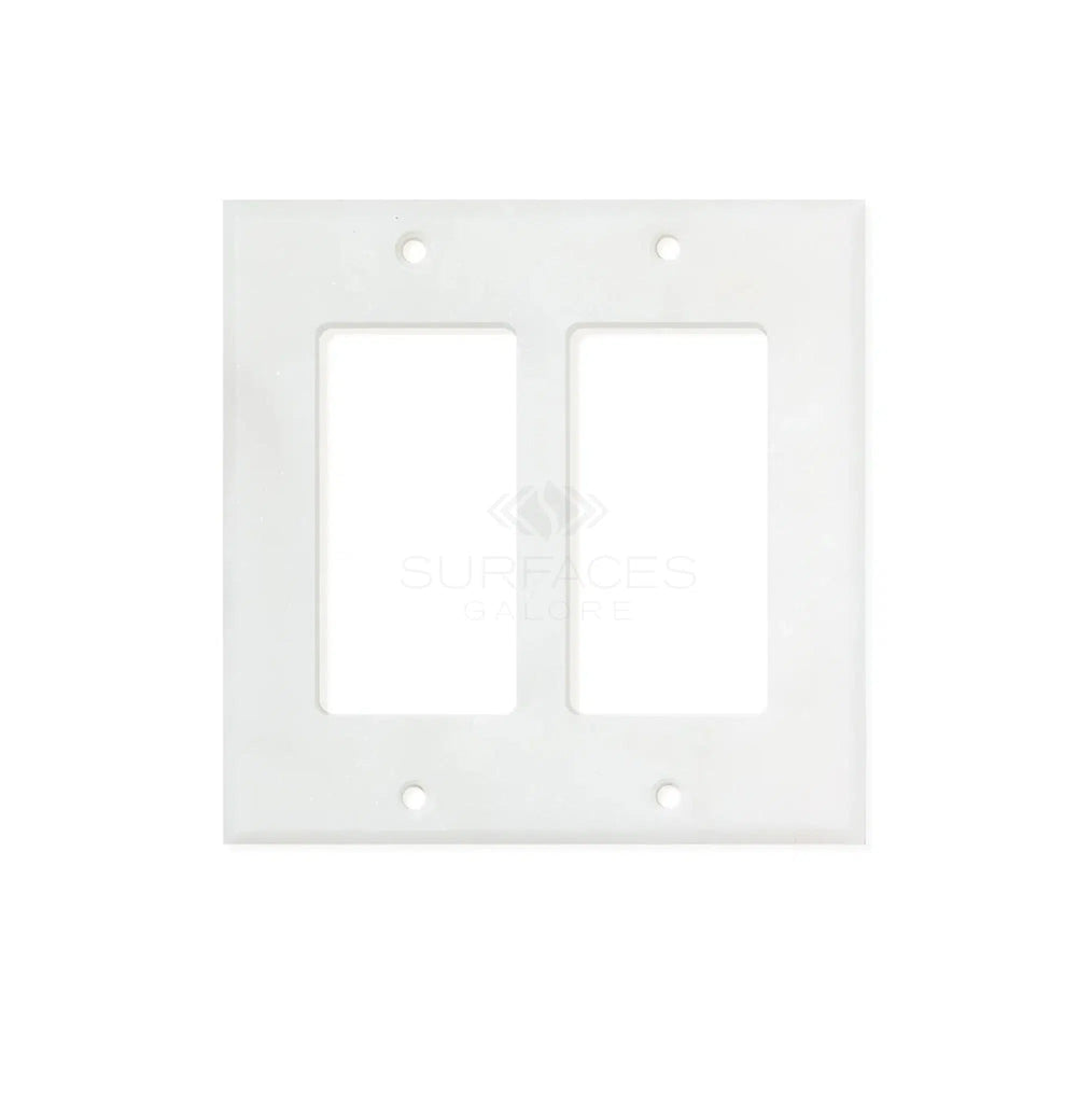 Carrara White Marble Double ROCKER Switch Wall Plate/Cover Plate/Switch Plate