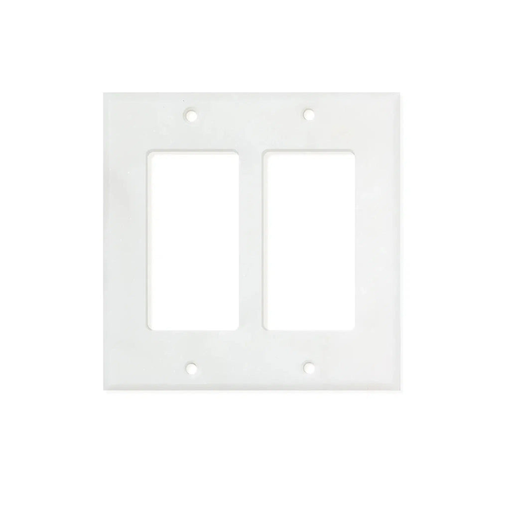 Carrara White Marble Double ROCKER Switch Wall Plate/Cover Plate/Switch Plate