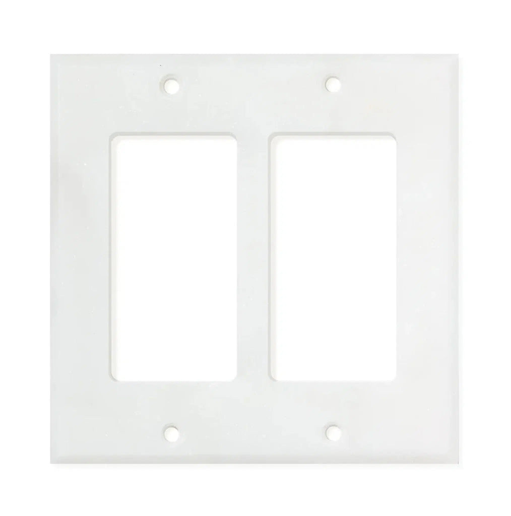 Carrara White Marble Double ROCKER Switch Wall Plate/Cover Plate/Switch Plate