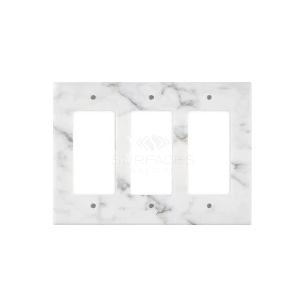 Carrara White Marble Triple ROCKER Plate Switch Wall Plate/Cover Plate/Switch Plate