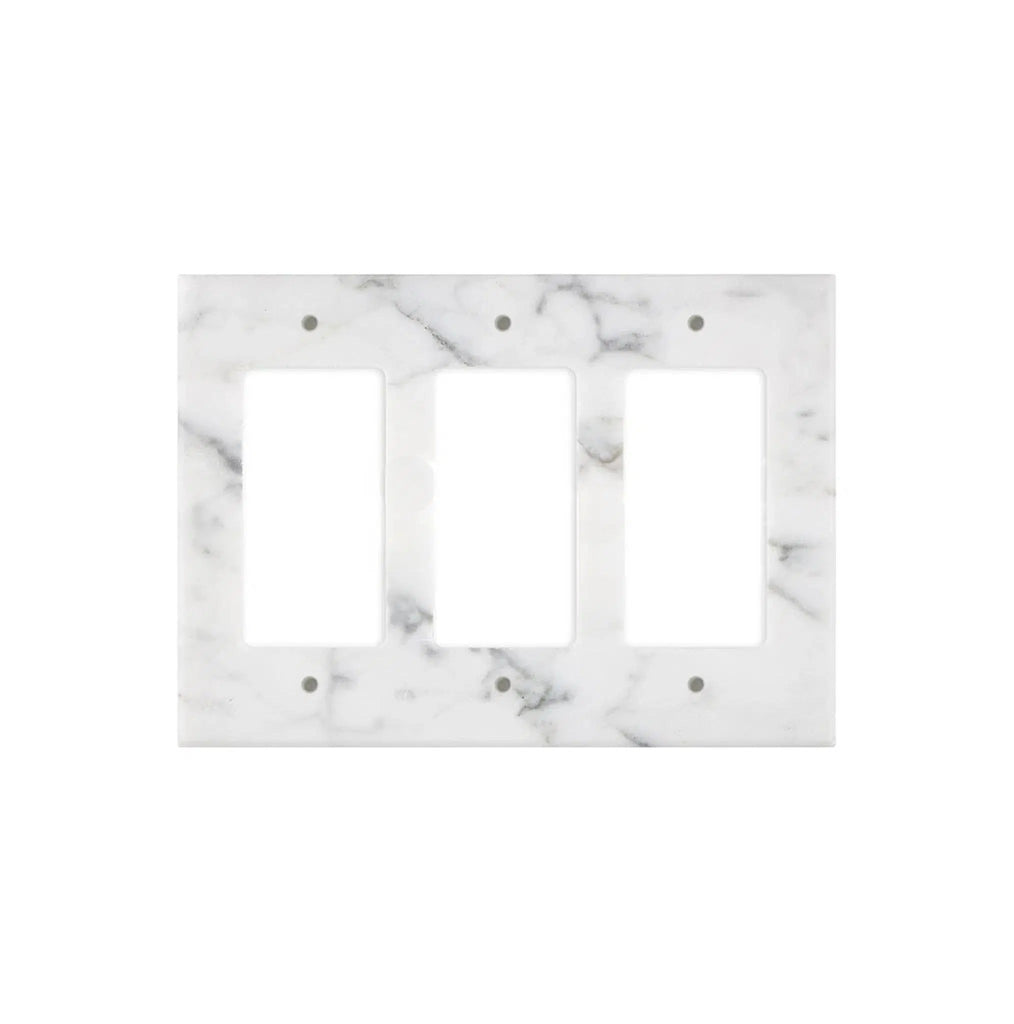 Carrara White Marble Triple ROCKER Plate Switch Wall Plate/Cover Plate/Switch Plate