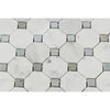 Carrara White Octagon (w/Blue-Gray) Mosaic Marble Tile Polished-Honed