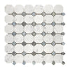 Carrara White Octagon (w/Blue-Gray) Mosaic Marble Tile Polished-Honed