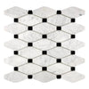 Carrara White Octave (Long Octagon)(w/ Black) Mosaic Marble Tile Polished-Honed