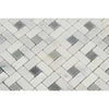 Carrara White Pinwheel Mosaic (w/Blue-Gray) Mosaic Marble Tile Polished-Honed