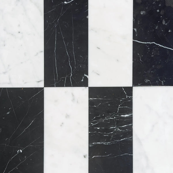 Carrara White and Nero Marquina 3X6 Set