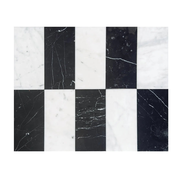 Carrara White and Nero Marquina 3X6 Set