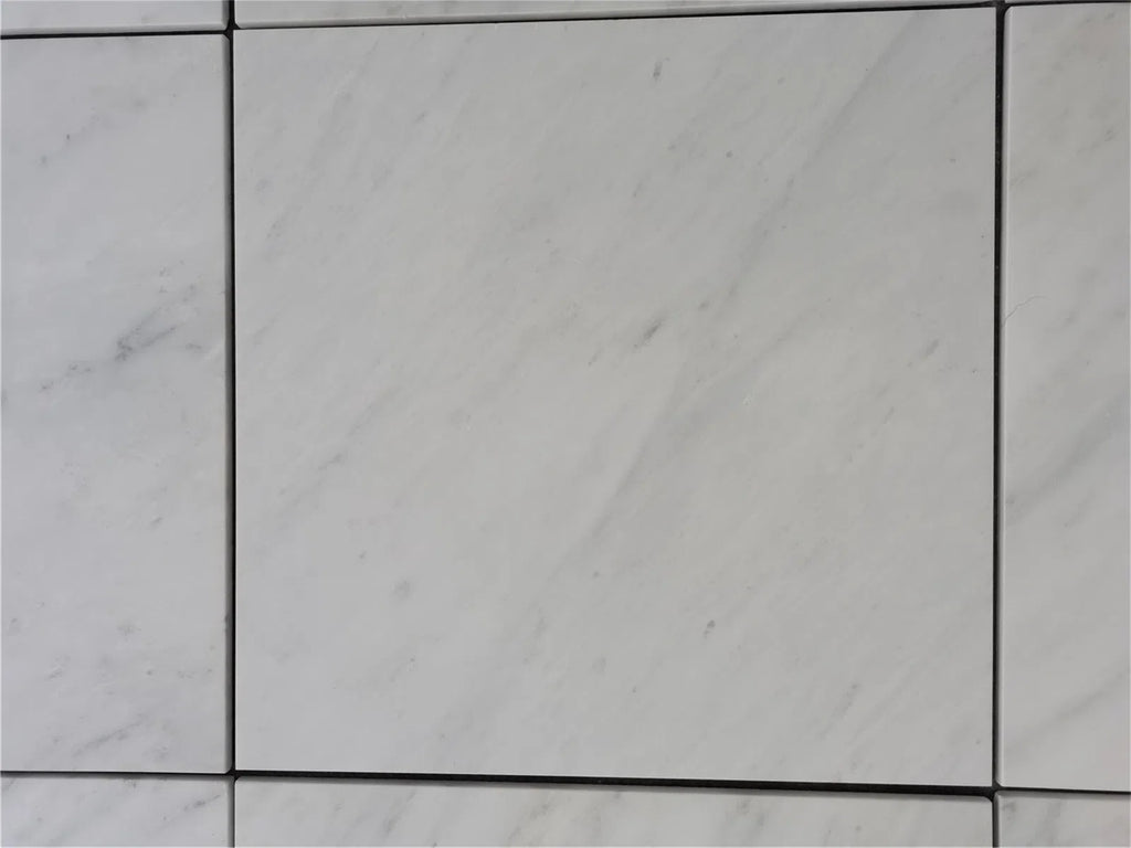 Checkerboard Bardiglio Marble and Oriental White Marble 12X12 Tumbled Set