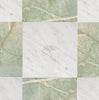 Checkerboard Bianco Carrara White Marble and Ming Green Marble 12X12 Set