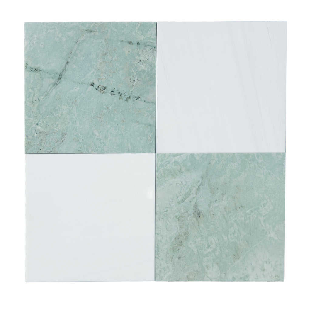 Checkerboard Bianco Dolomite and Emperador Dark 12X12 Set