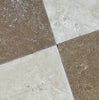 Checkerboard Emperador Dark Mable and Crema Marfil Tumbled 6X6 Set