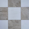 Checkerboard Emperador Dark Mable and Crema Marfil Tumbled 6X6 Set