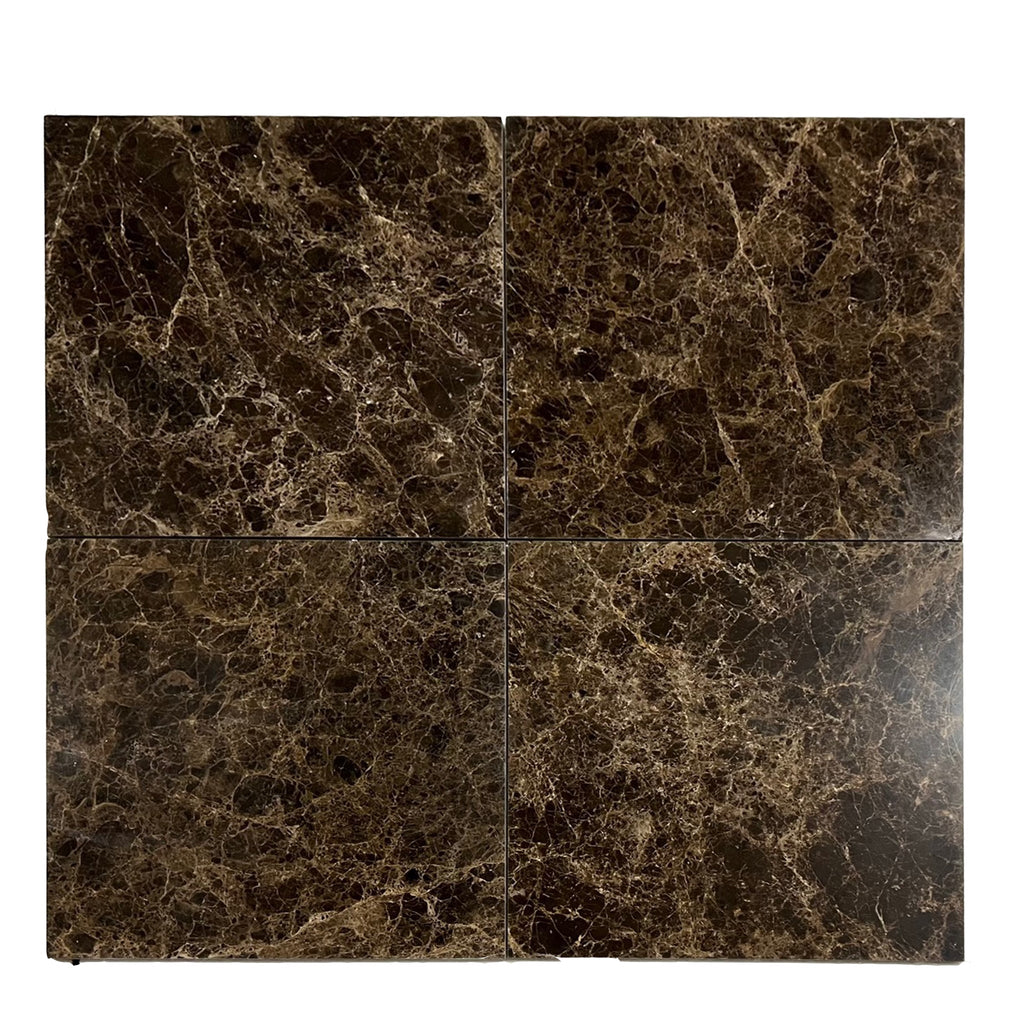 Checkerboard Emperador Dark Marble and Crema Marfil Marble 12X12 Set