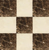 Checkerboard Emperador Dark Marble and Crema Marfil Marble 18X18 Set