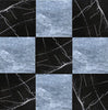 SurfacesGalore's Checkerboard Marble - Travertine Tile Bardiglio Imperiale and Nero Marquina 12X12 Set features alternating black Nero Marquina and gray Bardiglio Imperiale natural stone tiles with white veins, arranged in a three-by-three grid pattern. This luxurious craftsmanship adds an elegant touch to any space.