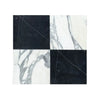 Checkerboard Nero Marquina Marble and Arabescato Corchia Marble 12X12 Set