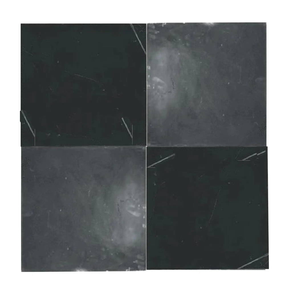 Checkerboard Nero Marquina Marble and Arabescato Corchia Marble 18X18 Set