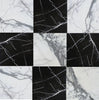 Checkerboard Nero Marquina Marble and Arabescato Marble 12X12 Set