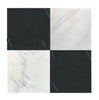 Checkerboard Nero Marquina Marble and Ivory (Light) Travertine 12X12 Tumbled Set