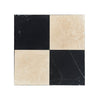 Checkerboard Nero Marquina Marble and Ivory (Light) Travertine 12X12 Tumbled Set